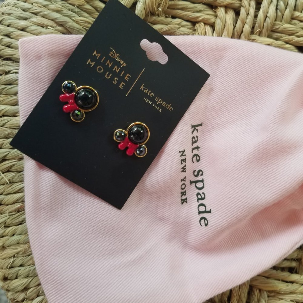 Kate Spade Minnie Mouse Earrings Studs Black Red - Picture 3 of 7